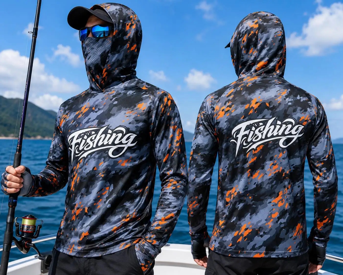 Mens Fashion Summer - Camisa de pesca masculina com capuz,