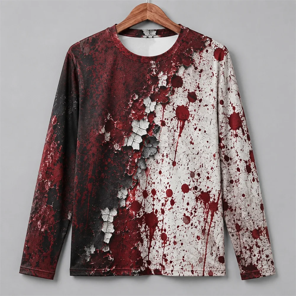 Men'S Fashion T Shirts - Camiseta de manga comprida com estampa