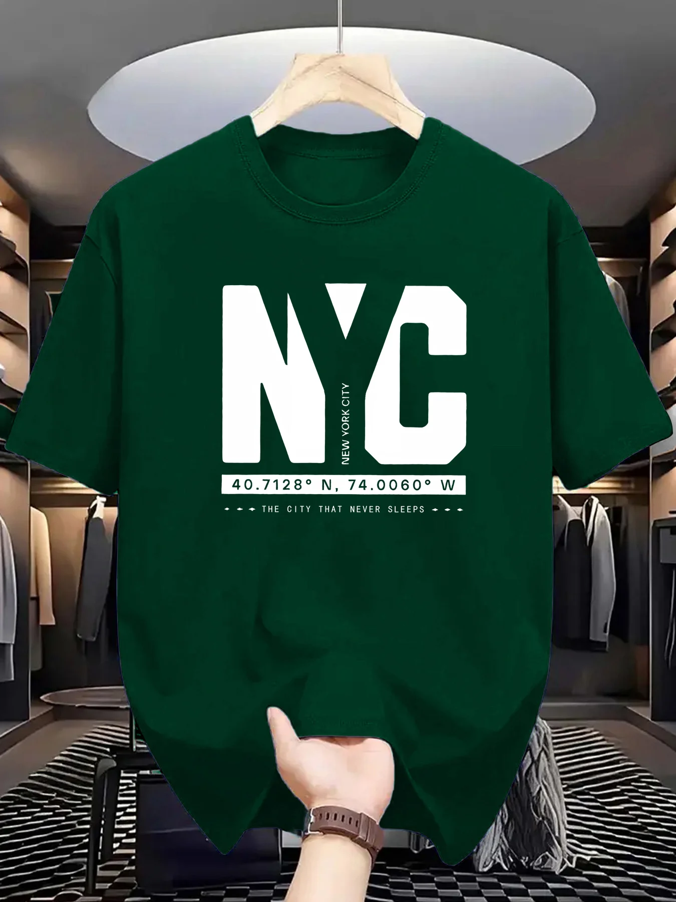 Men'S Fashion New York - Camiseta Masculina de Verão com Estampa