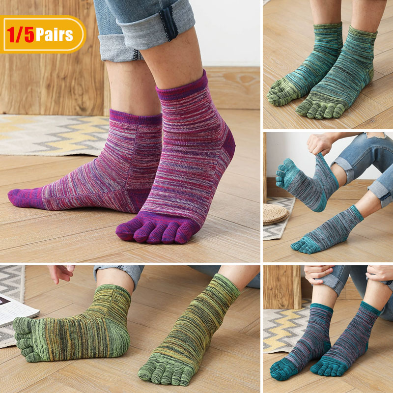 1/5 pares homem colorido toe f - Socks Ankle Men avaliação e preço