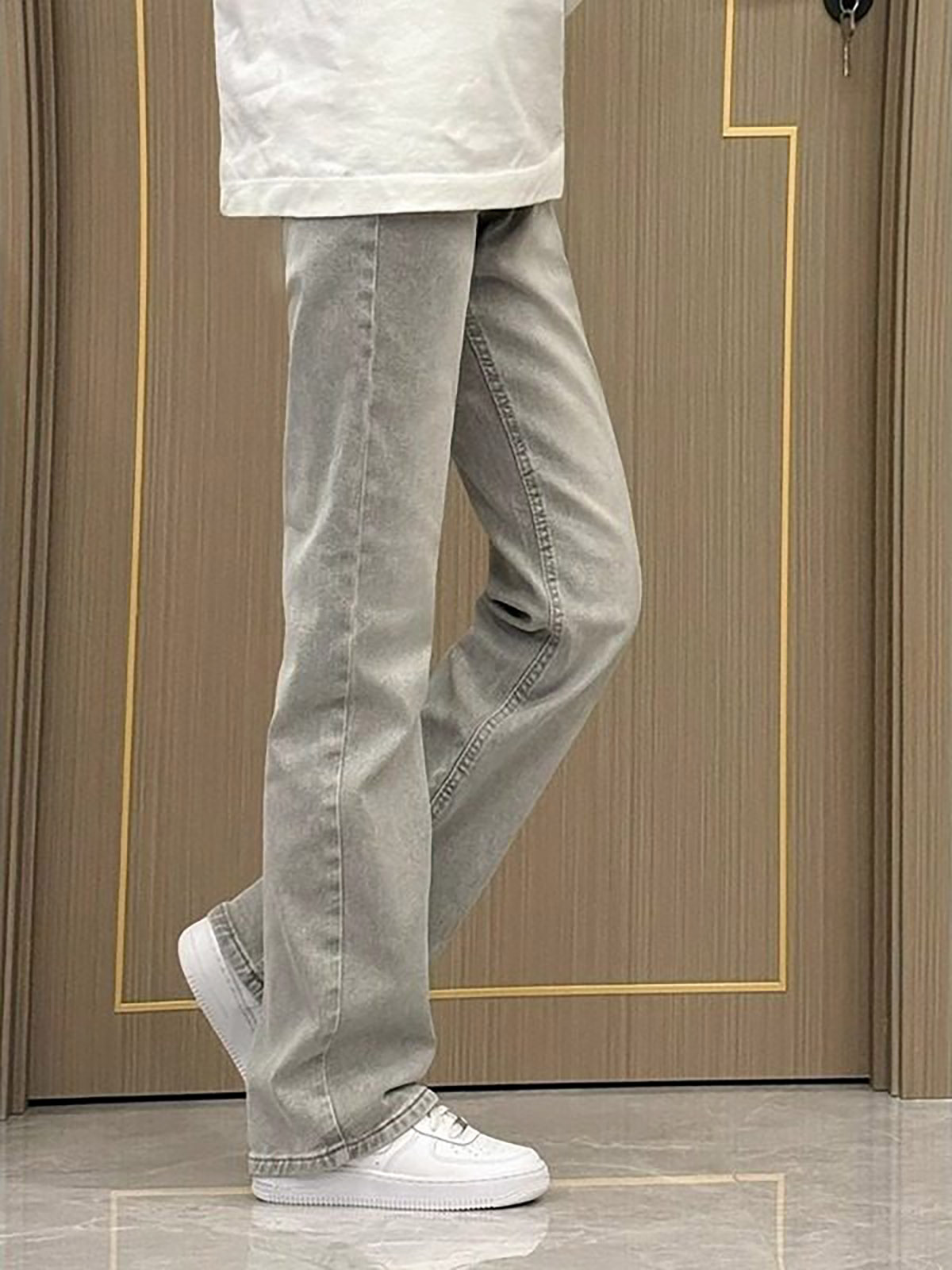 Calça Jeans Slim Fit Cinza Fum - Men'S Fashion Grey Jeans avaliação e preço